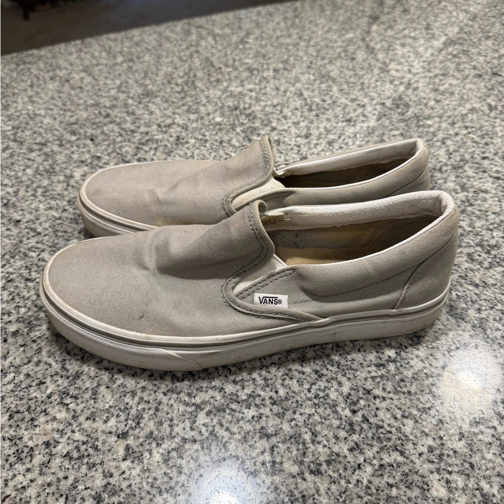 Vans Gray Slip-On Flats with Suede Finish